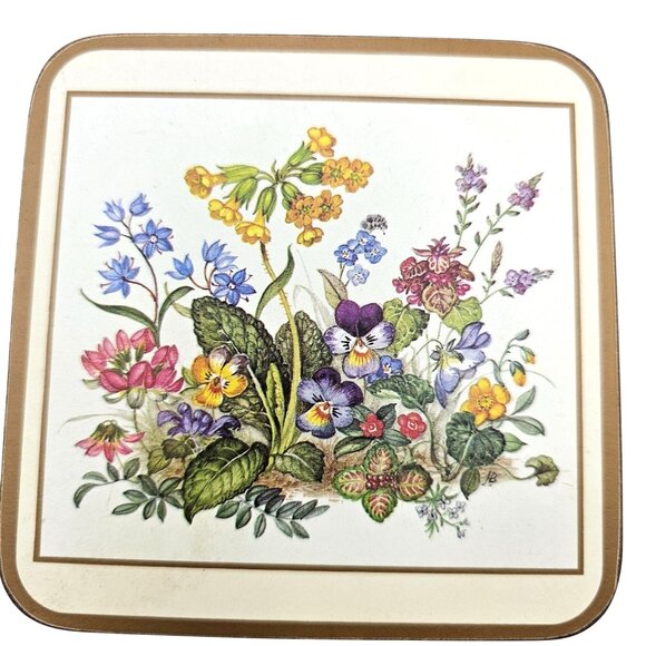 Pimpernel Meadow Flowers Cork Backed Coasters Set Of 6 England - Picture 6 of 12